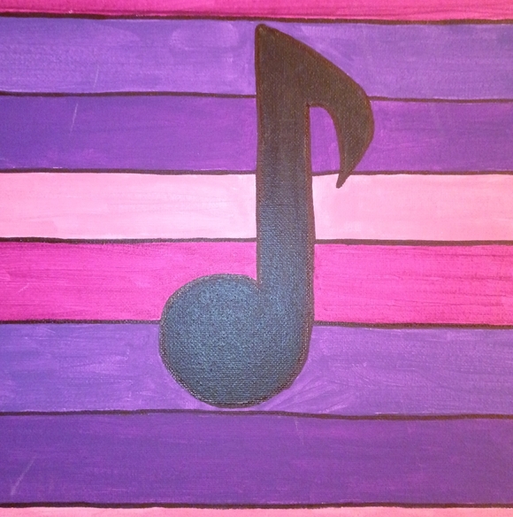 Pink and Purple Musical Note Canvas Art 12x12" - Picture 2 of 3